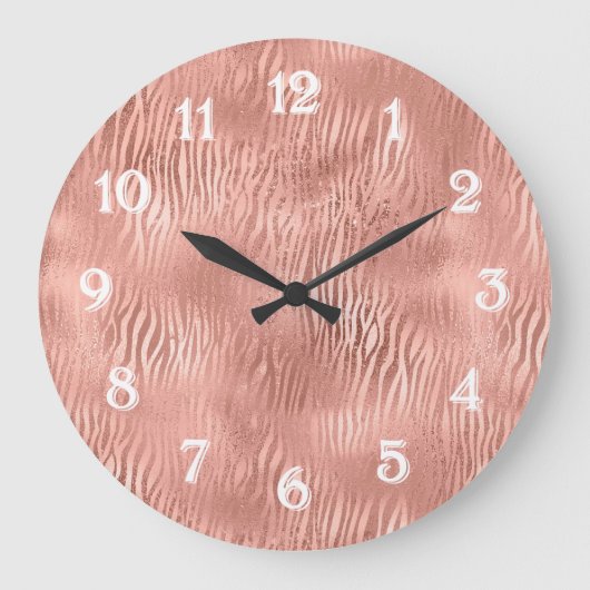 バラ金ゴールドゼブラプリント ラージ壁時計 (正面)