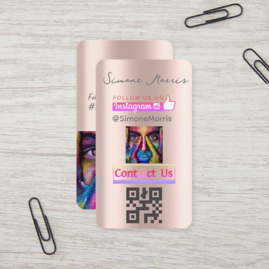 バラ金ゴールドソーシャルメディアQRコード – 写真 名刺 (正面/裏面インサイチュ)