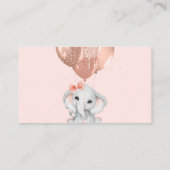 バラ金ゴールドゾウ女の子の赤ちゃんシャワーおむつラッフル エンクロージャーカード (裏面)