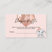 バラ金ゴールドゾウ女の子の赤ちゃんシャワーおむつラッフル エンクロージャーカード (正面)