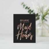 バラ金ゴールドタイポグラフィが私のメイド・オブ・オーナー(花嫁付き添い人) 招待状 (スタンド正面)