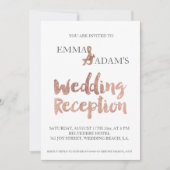 バラ金ゴールドタイポグラフィウェディングフェイクレセプションフォイル2 招待状 (正面)