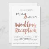 バラ金ゴールドタイポグラフィウェディングフェイクレセプションフォイル2 招待状 (正面/裏面)