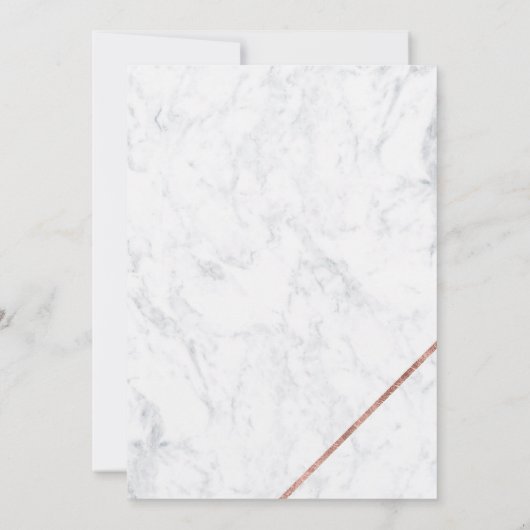 バラ金ゴールドタイポグラフィネイビー白結婚大理石 招待状 (裏面)