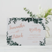 バラ金ゴールドタイポグラフィフローラグ結婚レーの風景 招待状 (スタンド正面)