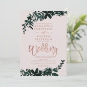 バラ金ゴールドタイポグラフィフローラソフトピーチ結婚ズ 招待状 (スタンド正面)