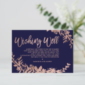 バラ金ゴールドタイポグラフィフローラネイビーブルーwishing well エンクロージャーカード (スタンド正面)