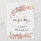 バラ金ゴールドタイポグラフィフローラ赤面ピンクキンセアニェラ 招待状 (正面)