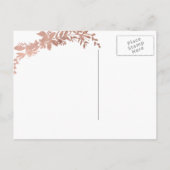 バラ金ゴールドタイポグラフィフローラnavy保存日付 案内ポストカード (裏面)