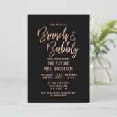 バラ金ゴールドタイポグラフィブランチ&バブリーブライダルシャワー 招待状 (スタンド正面)