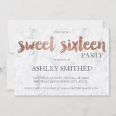 バラ金ゴールドタイポグラフィマーブルスイーツ16 招待状 (正面)