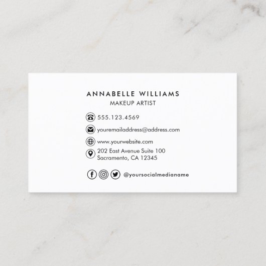 バラ金ゴールドタイポグラフィメイクアップアーティスト 名刺 (裏面)