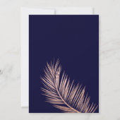 バラ金ゴールドタイポグラフィヤシの木ネイビー結婚ブルー 招待状 (裏面)