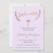 バラ金ゴールドタイポグラフィラベンダー確認 招待状 (正面)