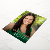 バラ金ゴールドタイポグラフィ写真卒業パーティー 箔招待状 (回転した状態)