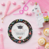 バラ金ゴールドタイポグラフィ院生カラフル花 ペーパープレート (パーティー)