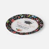 バラ金ゴールドタイポグラフィ院生カラフル花 ペーパープレート (アングル)