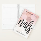 バラ金ゴールドタイルテクスチャ爪、 ネイルアポイントメントブック プランナー手帳 (ディスプレー)