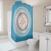 バラ金ゴールドターコイズタートルマンダラ シャワーカーテン (インサイチュ)