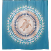 バラ金ゴールドターコイズタートルマンダラ シャワーカーテン (正面)