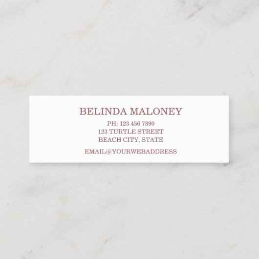 バラ金ゴールドタートルピンクマーブルビーチ名刺 スキニー名刺 (裏面)