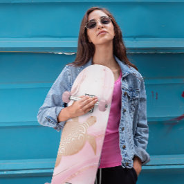 バラ金ゴールドタートルピンク大理石インク  スケートボード