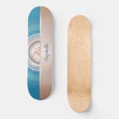 バラ金ゴールドタートルマンダラアドネームターコイズ スケートボード (正面)