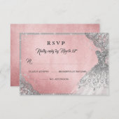 バラ金ゴールドダイヤモンドスパークルガウンRSVP 出欠カード (正面/裏面)