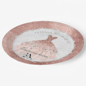 バラ金ゴールドダイヤモンドスパークルグラムキンセアニラ ペーパープレート (アングル)