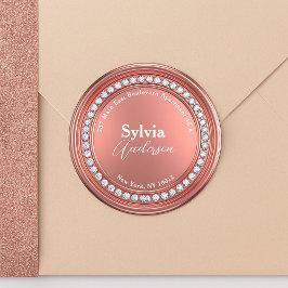 バラ金ゴールドダイヤモンドスパークル差出人住所ラベル ラウンドシール