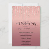 バラ金ゴールドダイヤモンドドリッピングトレンディー誕生日 招待状 (正面)