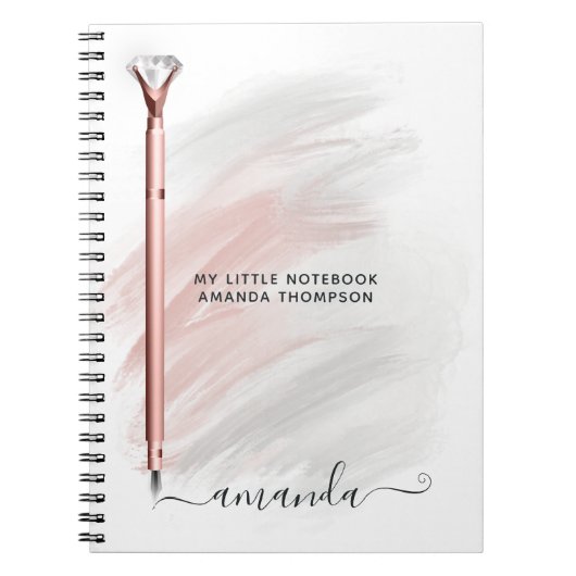 バラ金ゴールドダイヤモンドペパーソナライズされたン ノートブック (正面)