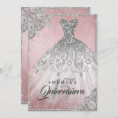 バラ金ゴールドダイヤモンドレースススパークルガウンキンセアニェラ 招待状 (正面/裏面)