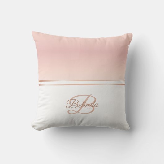 バラ金ゴールドダスキーピンストライプクズユアネームモノグラム クッション (正面)