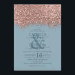 バラ金ゴールドダスティブルーグリッター結婚紙吹雪 招待状<br><div class="desc">魅力的エレガントで華やかなモダン結婚式招待状は、お互いコンテンポラリーにピッ婚約したチだ。バラ金ゴールドフェイクのスパークリーグリッター紙吹雪斑点の色ブロックを印刷したダスティブルーの背景の上にシンプル特色を持つ。背面には同じグリッターが表示され、新郎新婦からの特別なメッセージの上に厚いパネルが表示され、削除カスタマイズされる。このシックで贅沢でユニークデザインはゲスト全員でヒット!***重要なデザイン注:一致する製品リクエスト、色の変更、配置の変更、その他の変更リクエストなどのカスタムデザインのリクエストについてクリックは、「連絡」ボタンをクリックするか、デザイナーに直接lafemme.art@gmail.comまで電子メールで送信してください。あなたは彼女に完全なデザインと新しい要求をカスタム電子メールで送ることができる。</div>