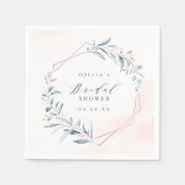 バラ金ゴールドダスティブルーグリーンリーブライダルシャワー スタンダードカクテルナプキン (正面)