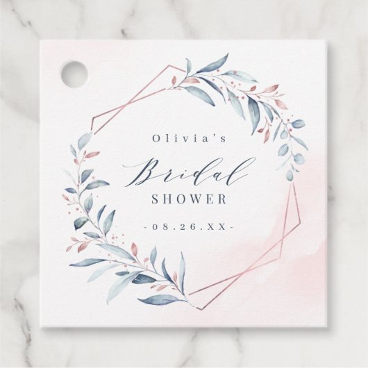 バラ金ゴールドダスティブルーグリーンリーブライダルシャワー フェイバータグ (正面)