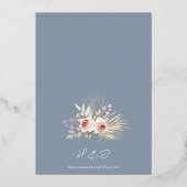 バラ金ゴールドダスティブルーブルーフローラボホ結婚ズ 箔招待状 (裏面)