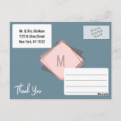 バラ金ゴールドダスティブルーマウヴジオメトリックサンキュー ポストカード (裏面)