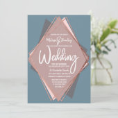 バラ金ゴールドダスティブルーマウヴジオメトリック結婚ス 招待状 (スタンド正面)