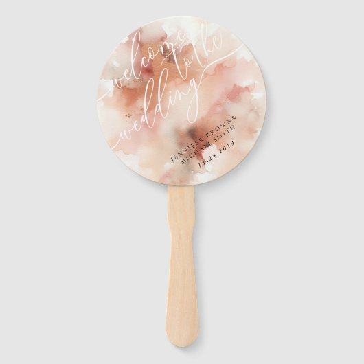 バラ金ゴールドダストウォーターカラーようこそ結婚式の日 ハンドファン (裏面)