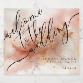 バラ金ゴールドダストウォーターカラーモノグラムウェルカム結婚ズ ビールラベル (シングルラベル)