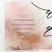 バラ金ゴールドダストウォーター色モノグラム招待状 三つ折りカード (内部最初)