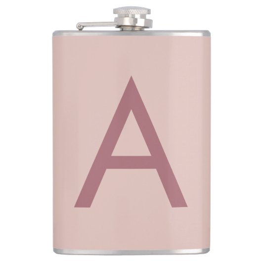 バラ金ゴールドダストモノグモダンラムイニシャルレター フラスク (正面)