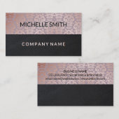 バラ金ゴールドダマスクパターンブラックレザーカラーブロック 名刺 (正面/裏面)