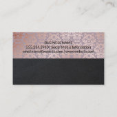 バラ金ゴールドダマスクパターンブラックレザーカラーブロック 名刺 (裏面)