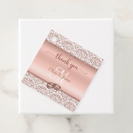 バラ金ゴールドダマスクモノグラム結婚の感謝 フェイバータグ (インサイチュ)