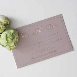 バラ金ゴールドダーティクラシックピンクの写真日付を保存 箔招待状