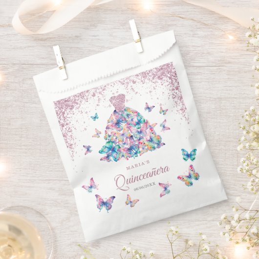 バラ金ゴールドチョイきらめくズガウンキンセアニェラ フェイバーバッグ (クリップ留めされた状態)