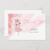 バラ金ゴールドツチュバレリーナベイビーシャワーサンキュー エンクロージャーカード (正面/裏面)